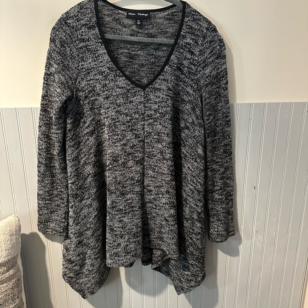 Black and Gray V-Neck Sweater